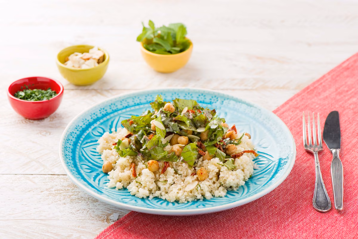 Ethiopian Chickpea & Kale Salad with Berbere, Bulgur, and Sundried Tomato