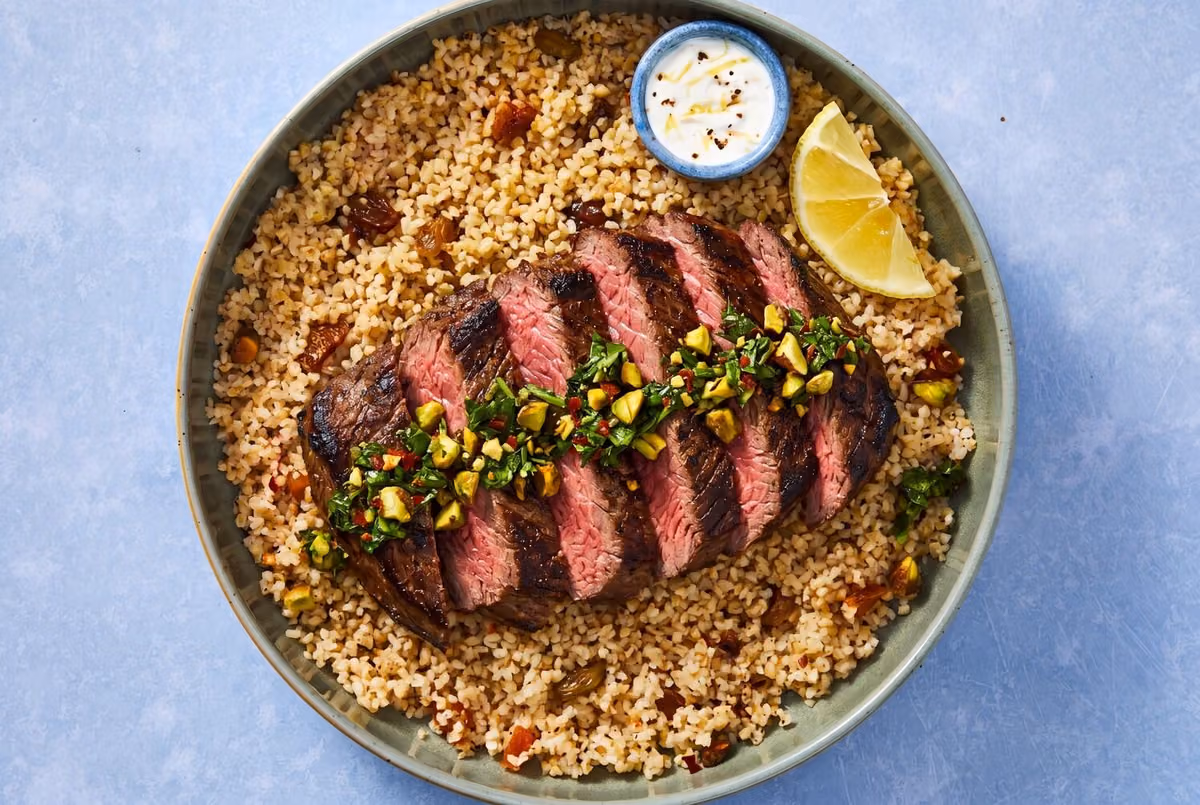 Spicy Tunisian Bavette Steak & Bulgur Bowls
