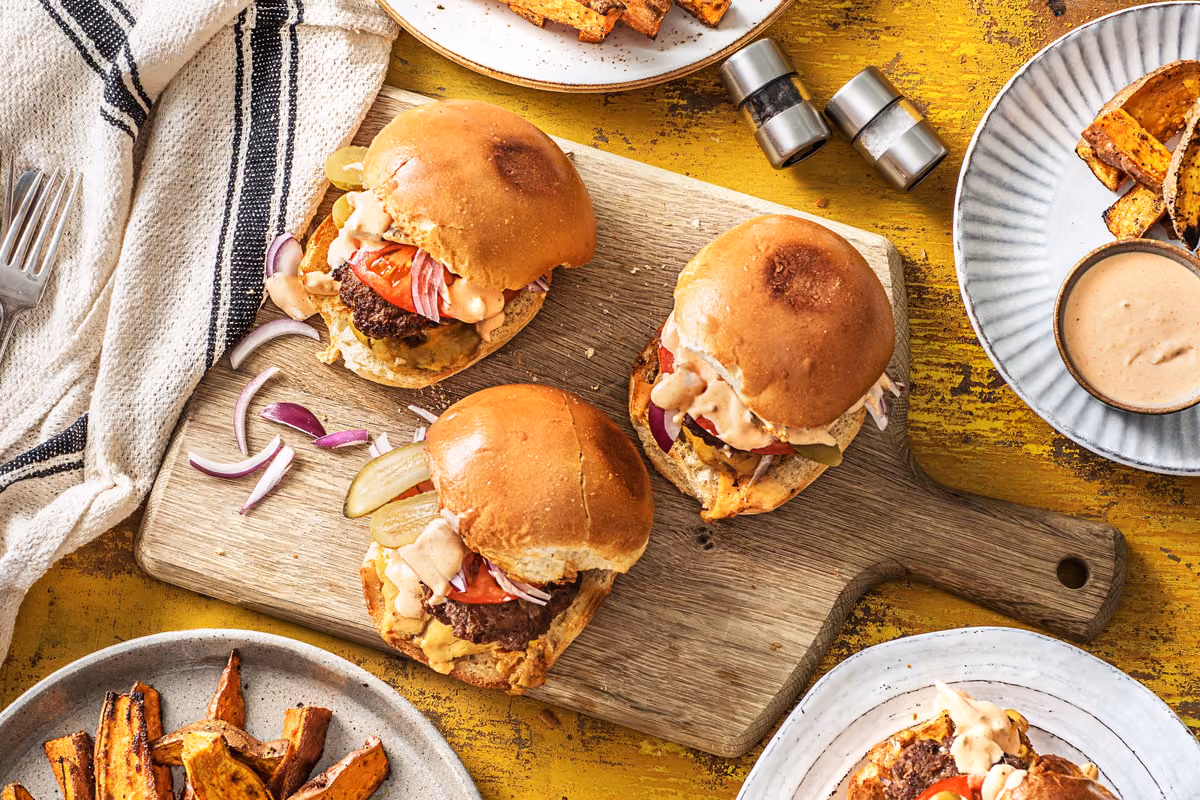 Double Decker Cheddar Burgers