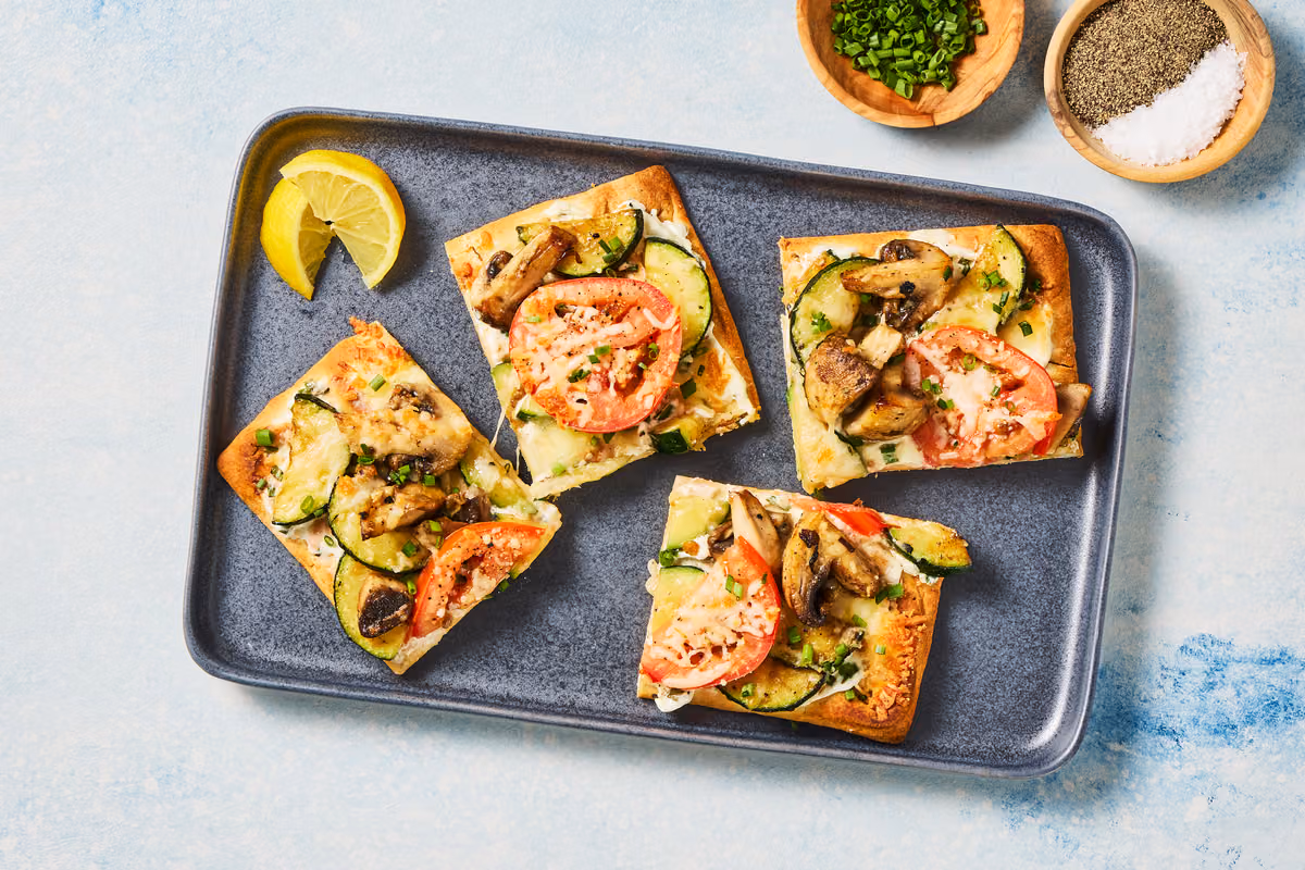 Cheesy Mushroom & Zucchini Flatbreads
