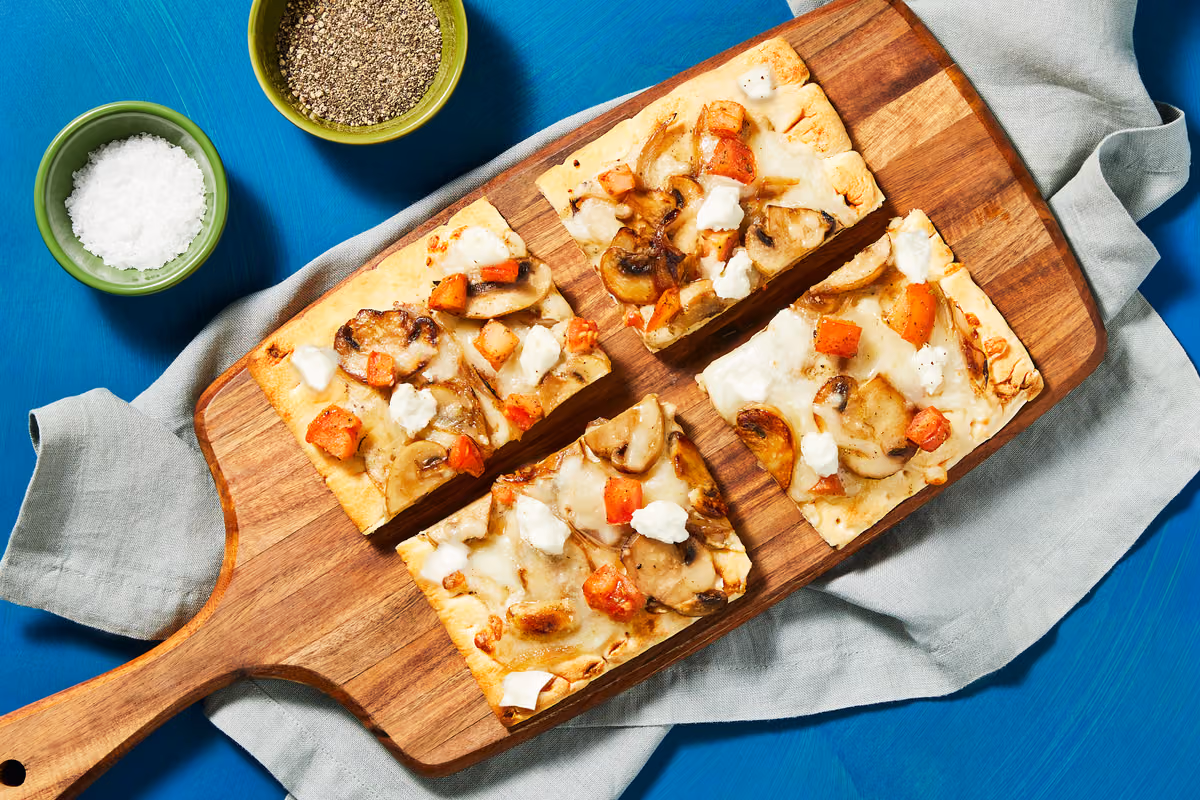 Mushroom, Tomato & Goat Cheese Flatbreads