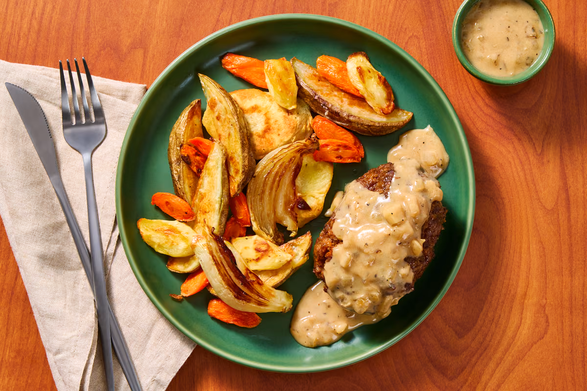 Cozy Meatloaves with Creamy Onion Gravy