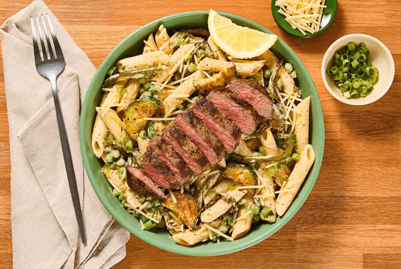 Pasta Primavera with Ranch Steak