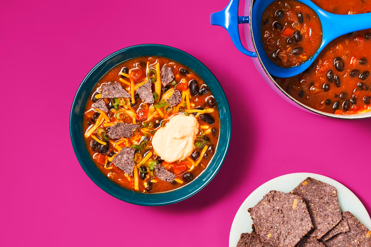 Mexicali Black Bean Soup: the Works