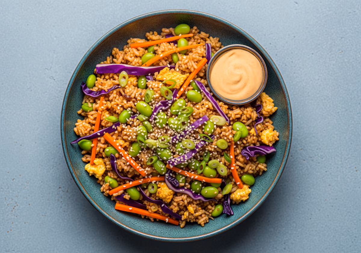 Lobster Tails with Egg & Edamame Fried Rice