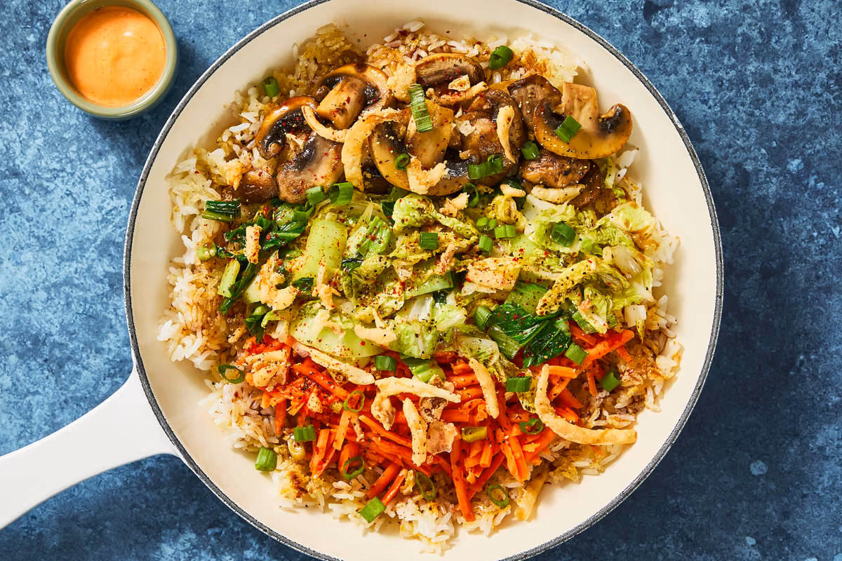 Vegan Mushroom & Bok Choy Crispy Rice