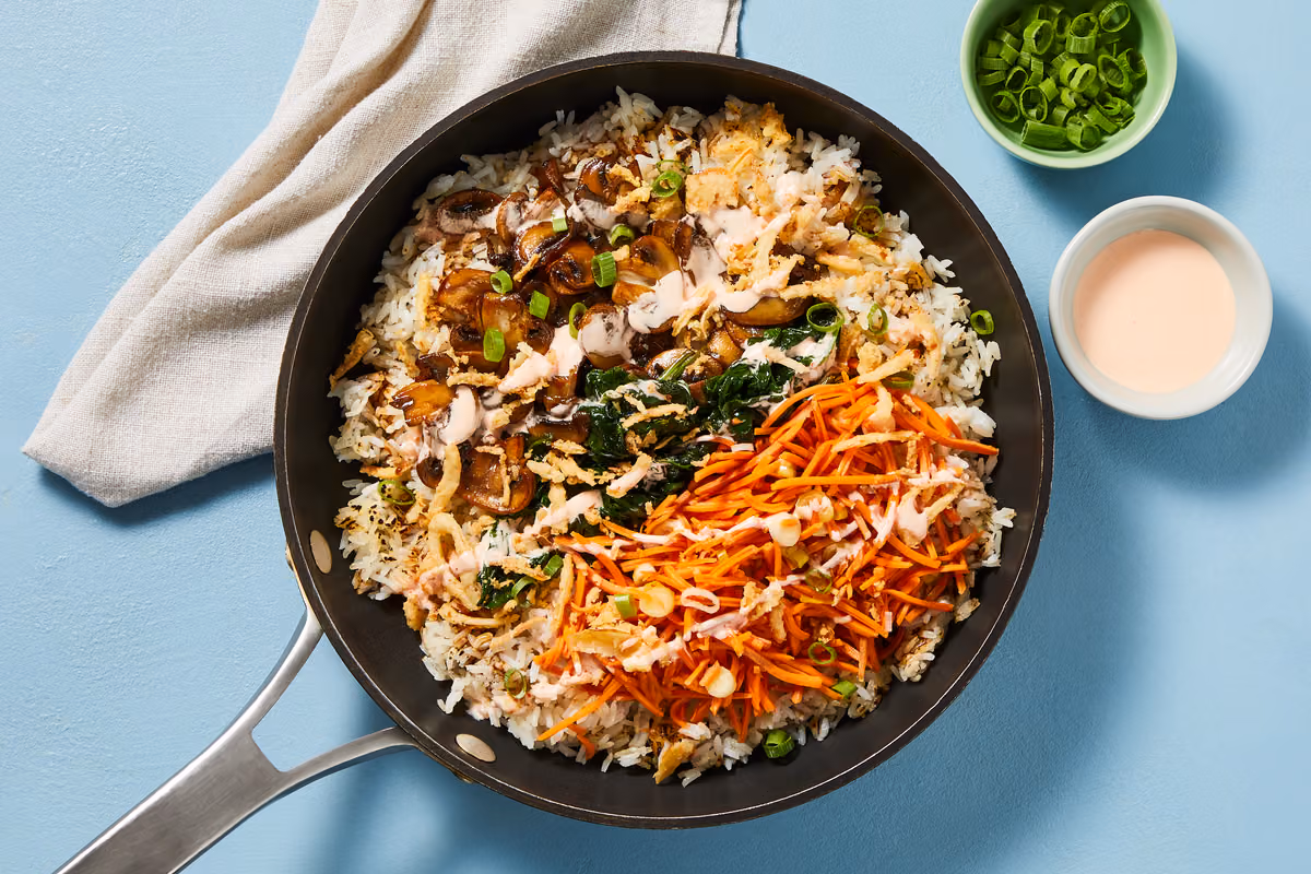 Vegan Mushroom & Spinach Crispy Rice