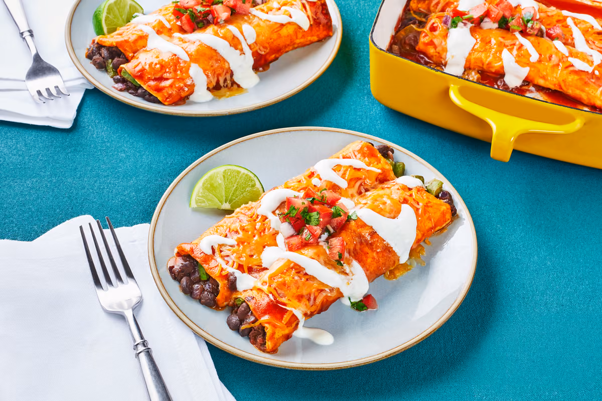 Cheesy Black Bean Enchiladas