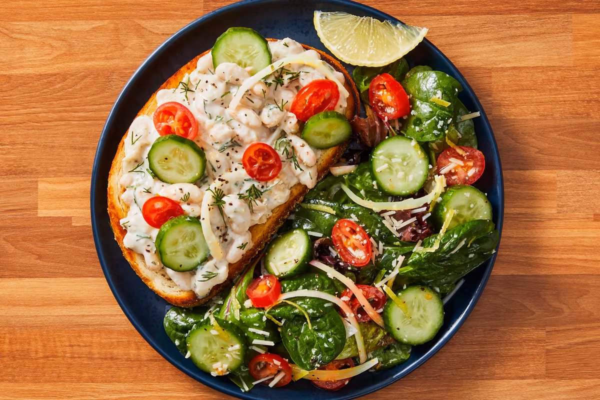 Creamy Herbed Cannellini Bean Toasts
