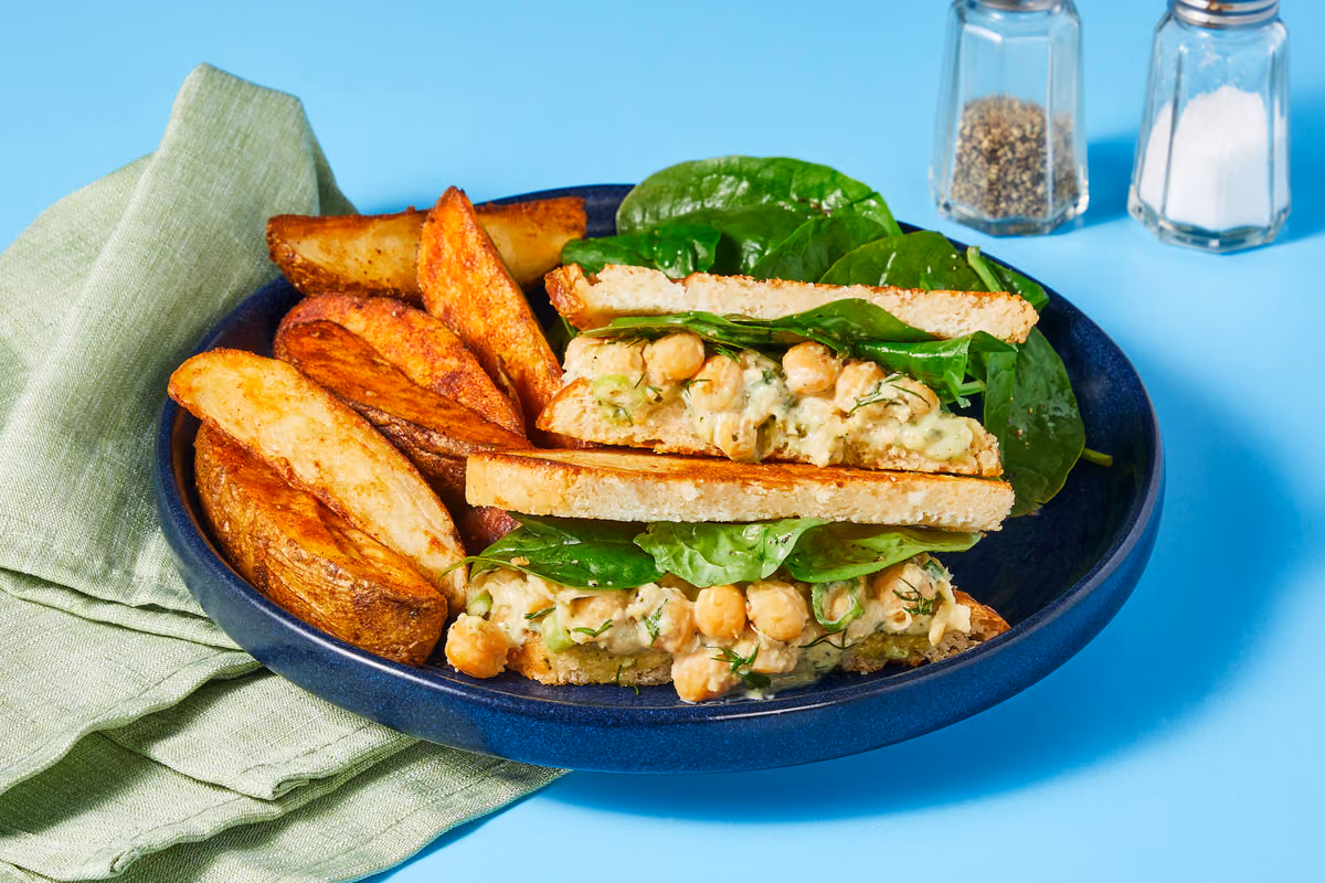 Creamy Pesto Chickpea Salad Sandwiches