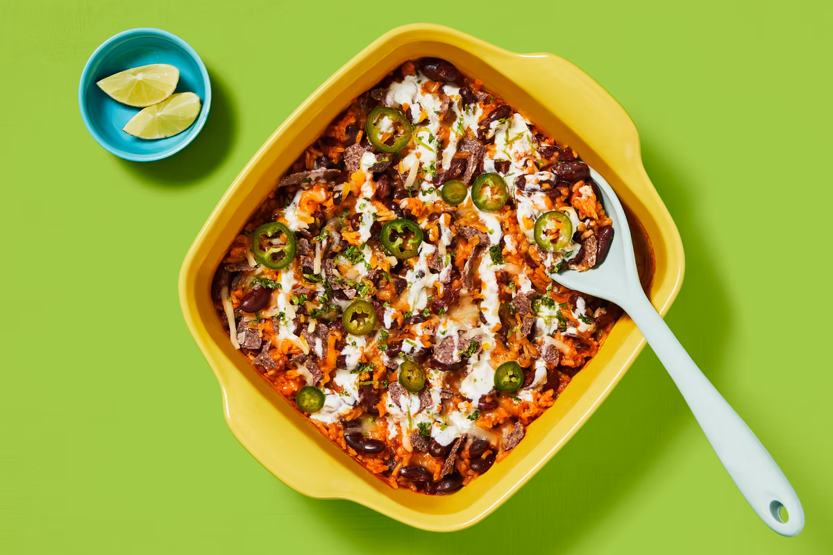 One-Pan Rice & Bean Enchilada Bake
