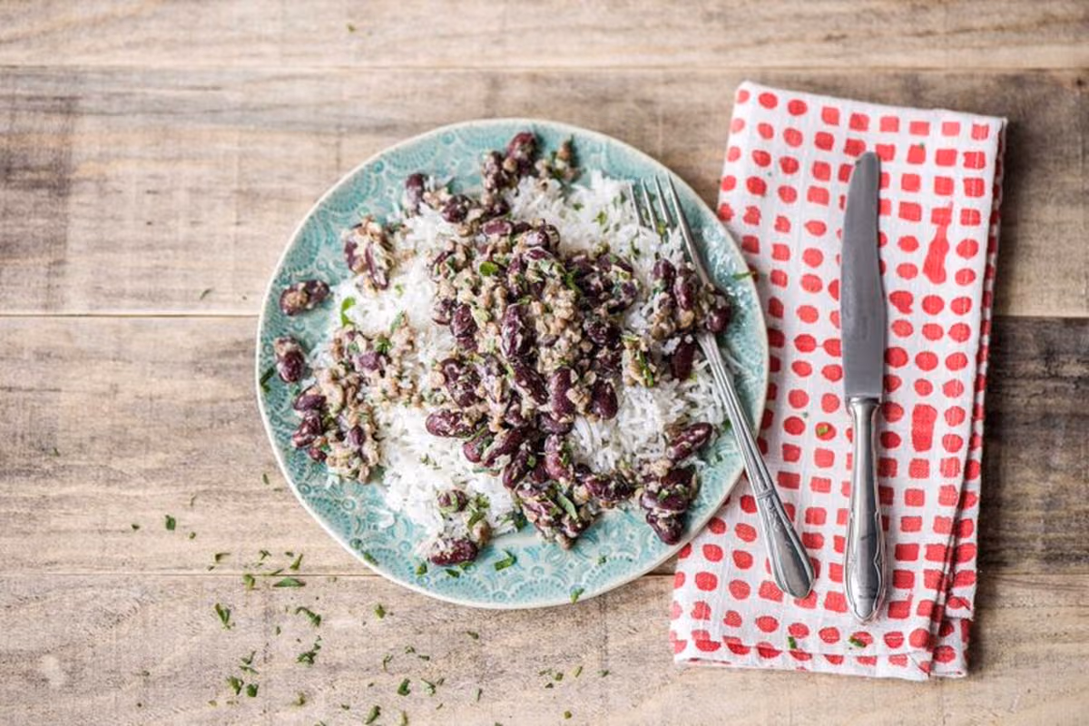 Hearty Lentil and Bean Stew with Ginger, Cilantro, and Basmati Rice