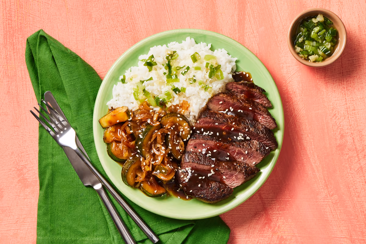 Soy-Glazed Steak with Zucchini Stir-Fry