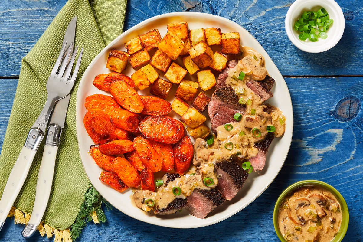 Steak with Mushroom Cream Sauce