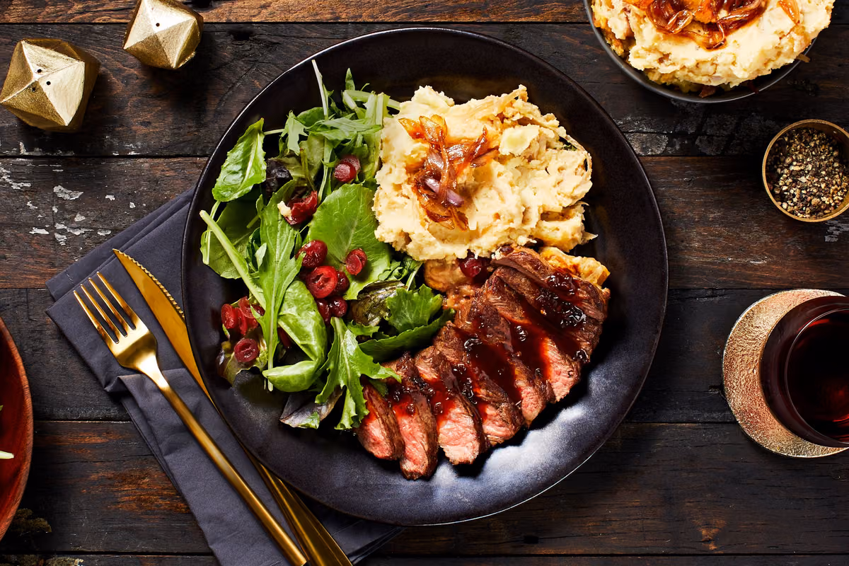 Seared Sirloin Steak and Shallot Demi-Glace