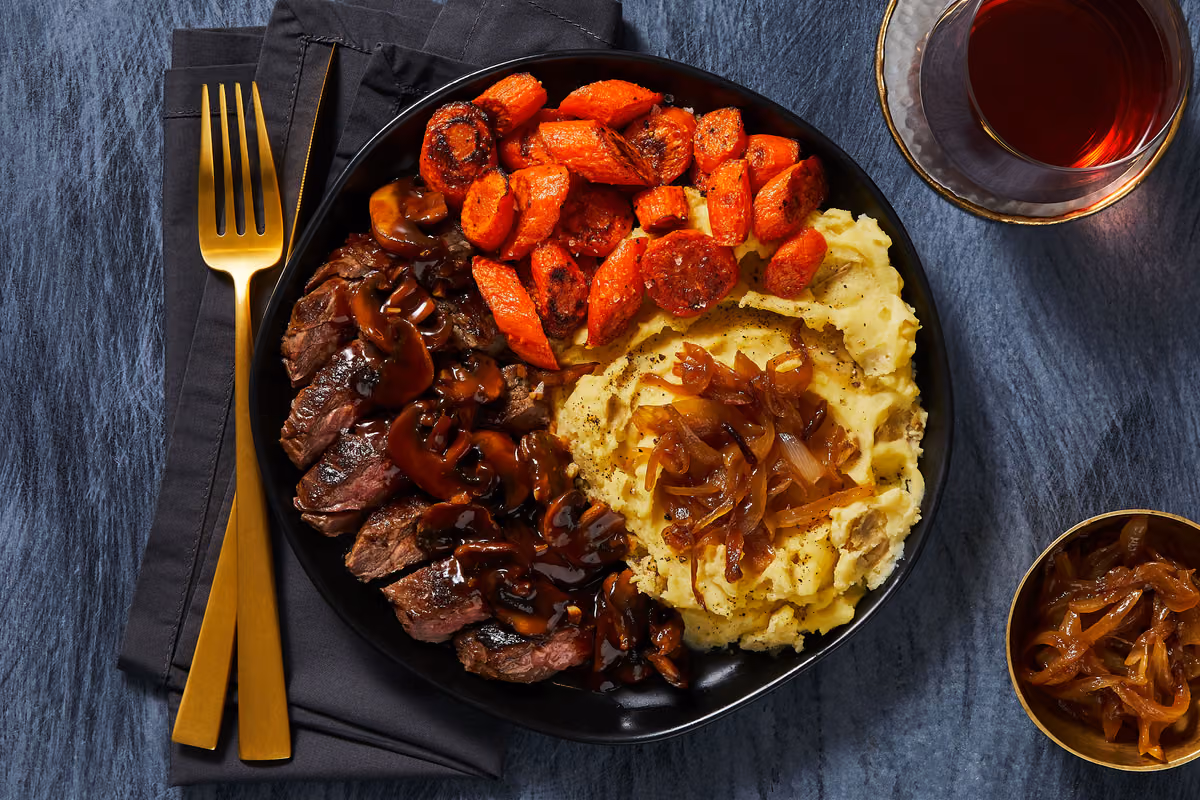 Bavette Steak in a Mushroom Sauce