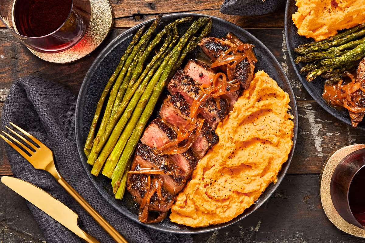 Peppercorn-Crusted Sirloin with Shallot Pan Sauce