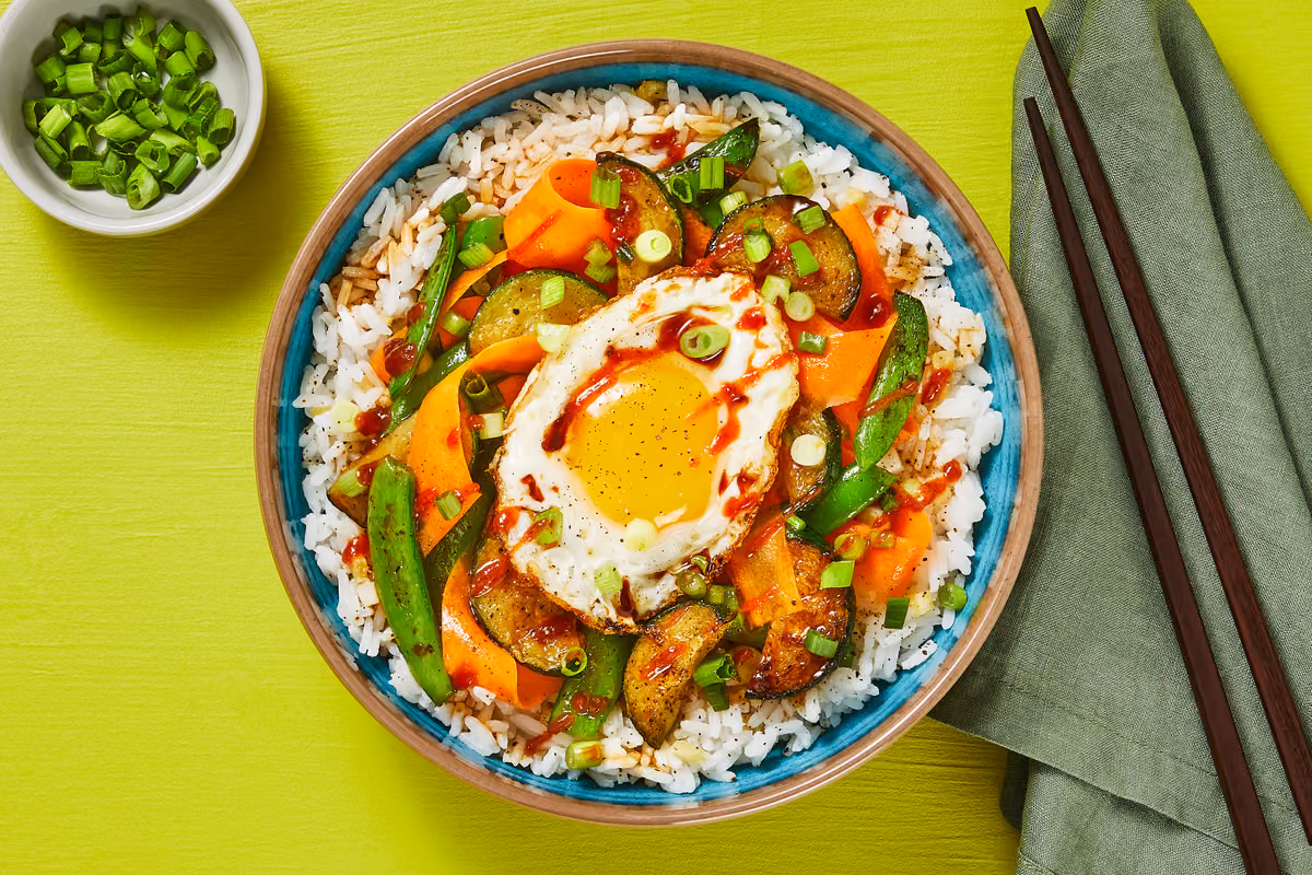 Shrimp, Zucchini & Snap Pea Bibimbap