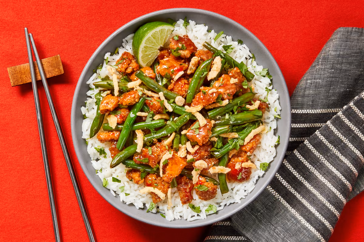 Sweet Chili Pork & Green Bean Bowls