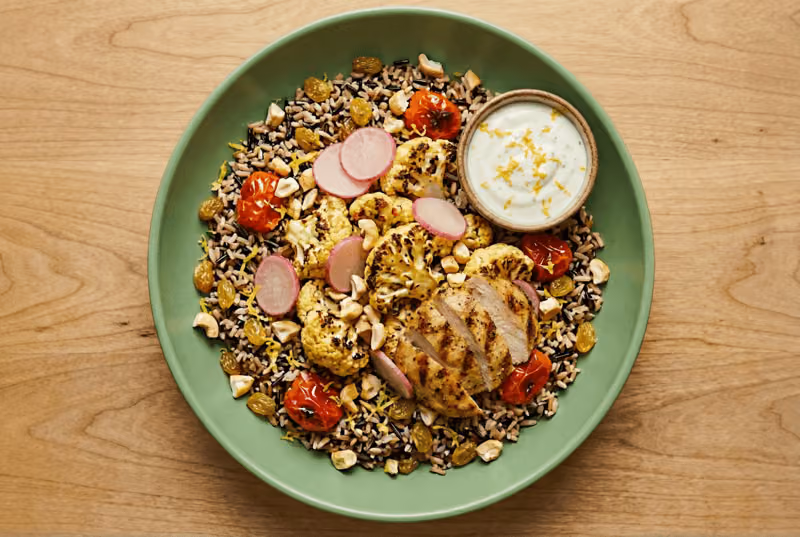 Turkish Cauli & Chicken Grain Bowls