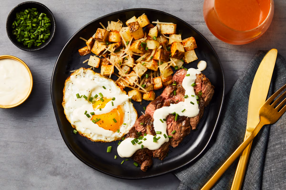 Garlic Butter–Basted Steak & Eggs