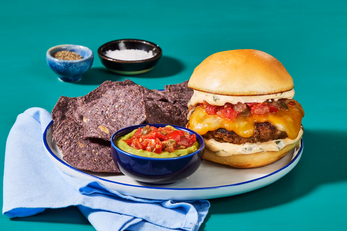 Cheesy Cantina Pork Burgers