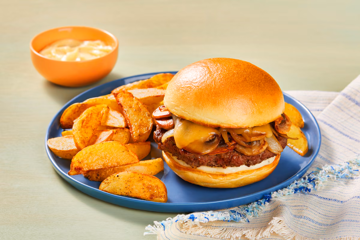 'Shroom & Gouda Pork Burgers