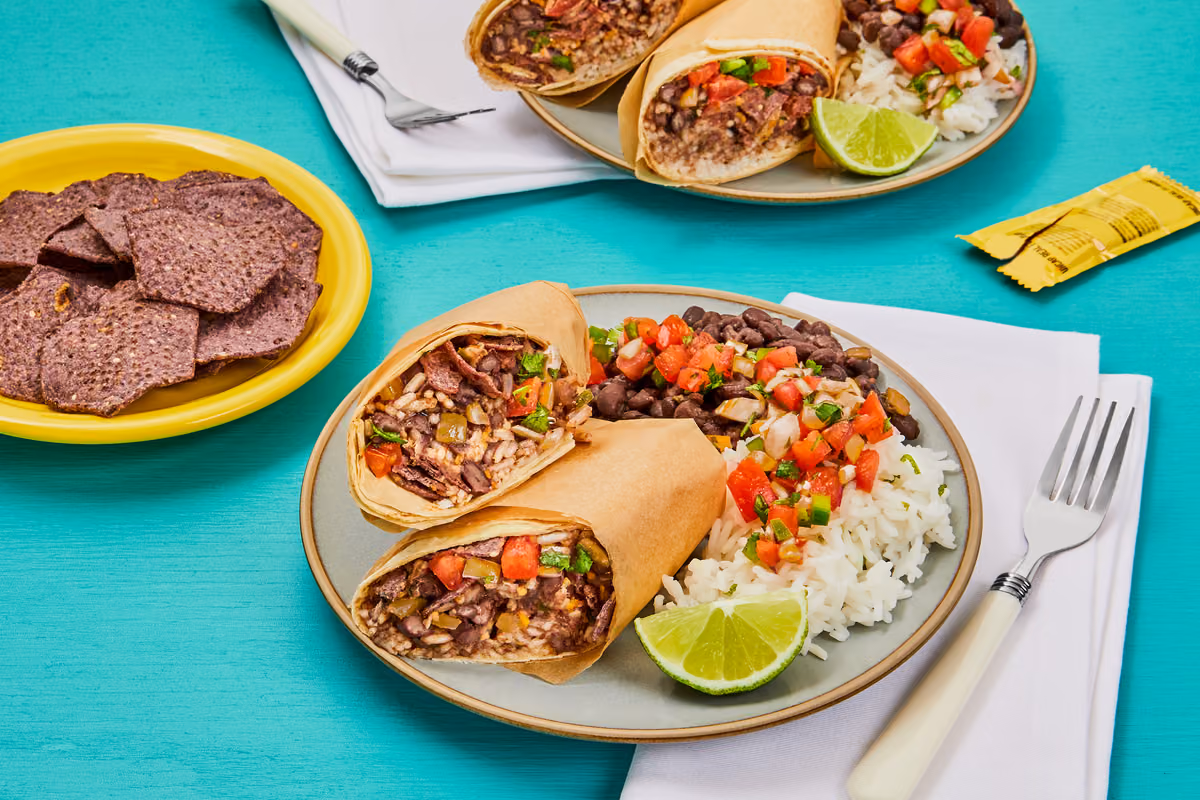 Black Bean & Blue Corn Crunch Burritos