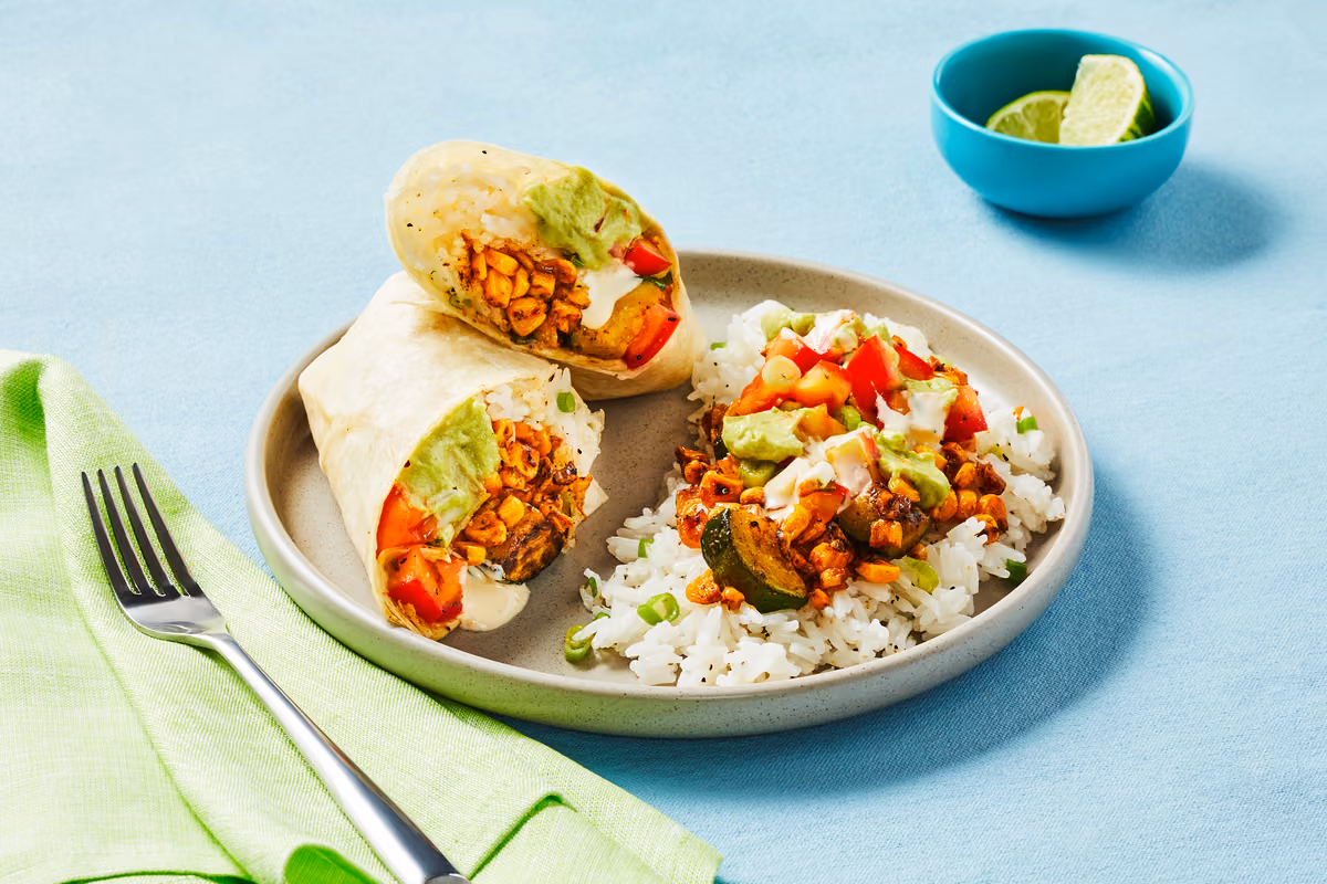 Zucchini & Corn Queso Blanco Burritos