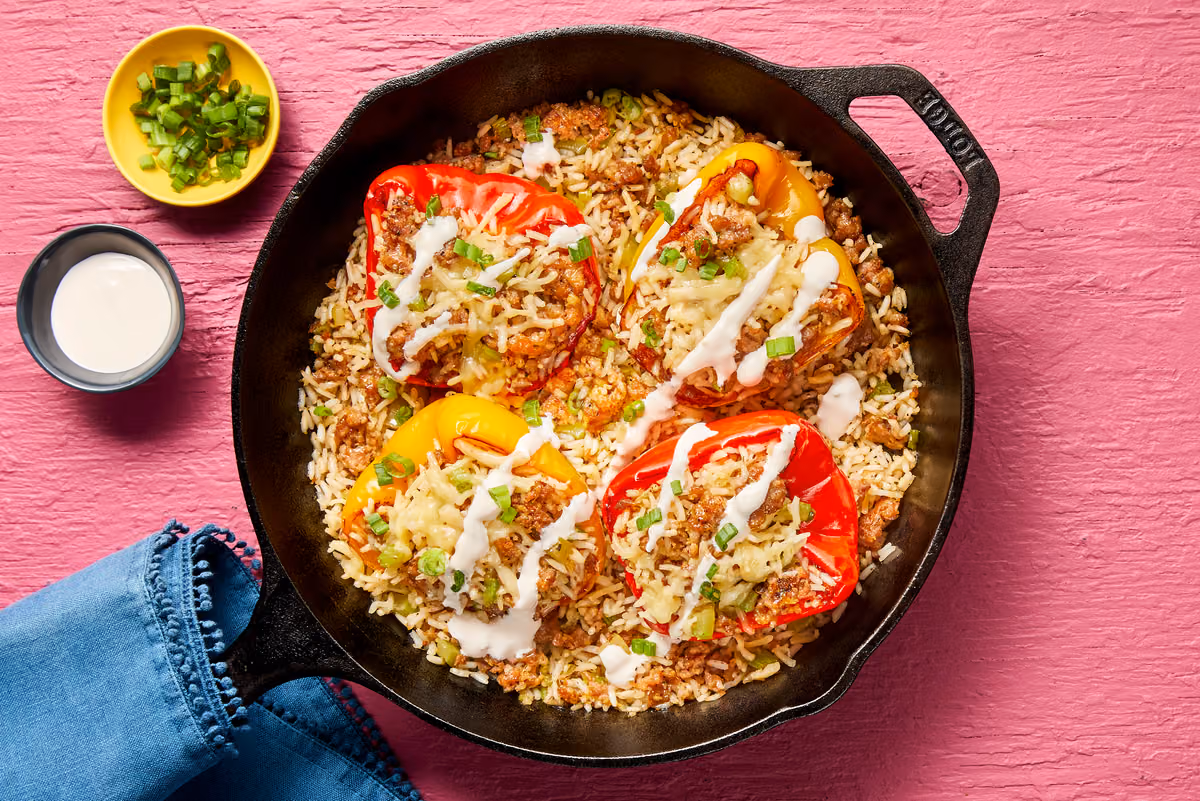 Cajun Pork Sausage Stuffed Peppers