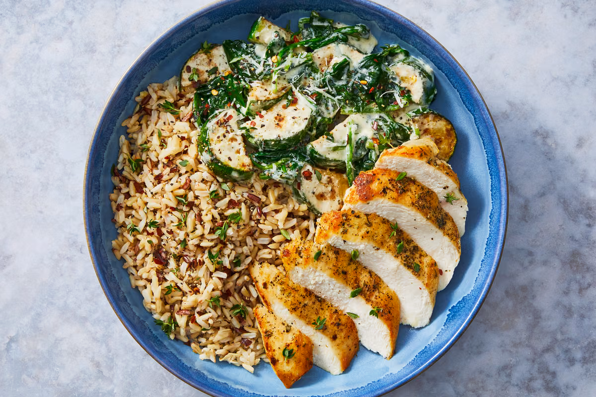 Chicken with Creamy Spinach Parm Sauce