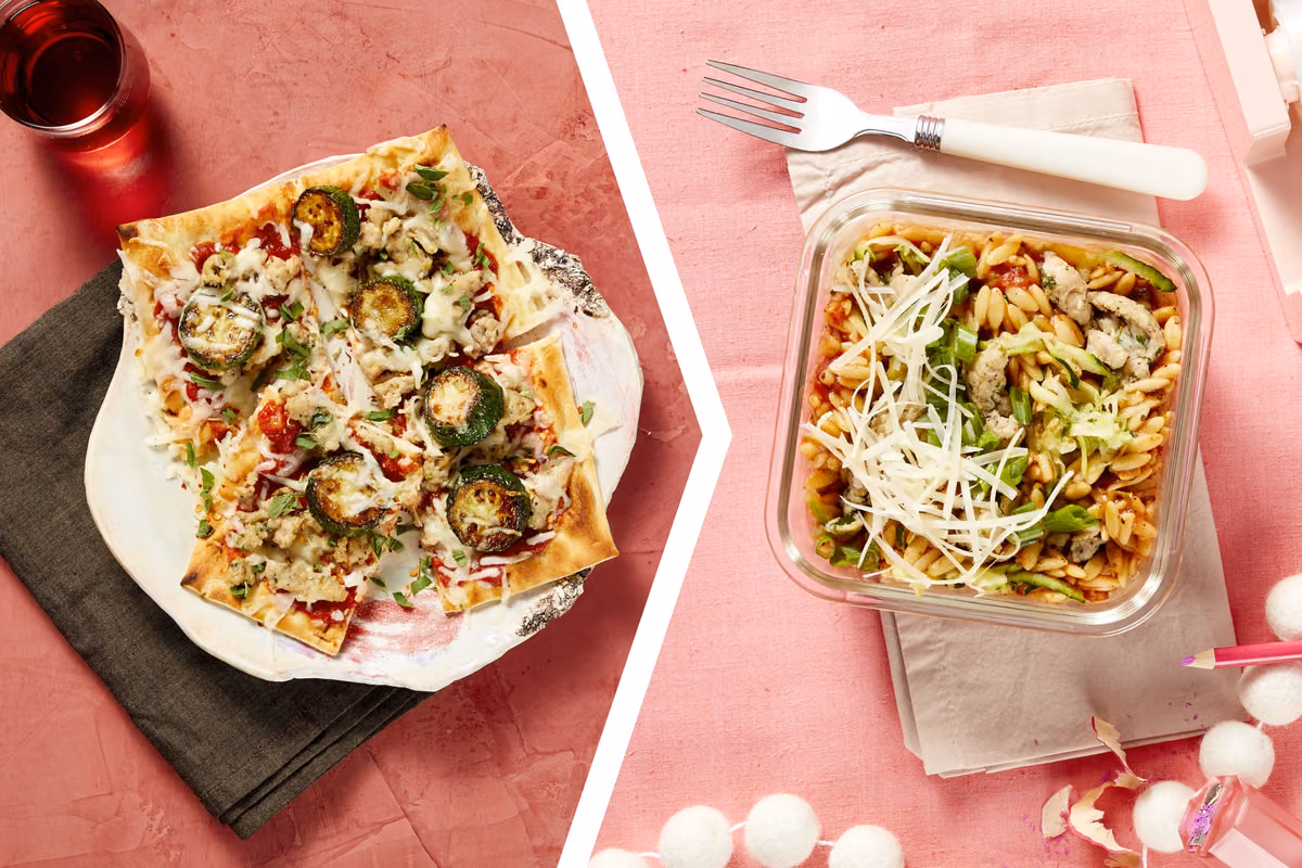Chicken Sausage Flatbreads for Dinner: Italian Orzotto for Lunch