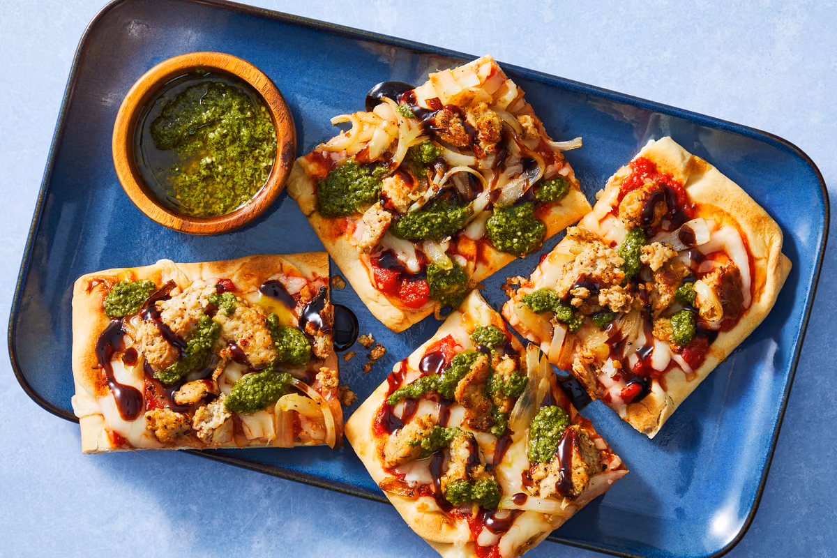 Chicken Sausage Pesto Flatbreads