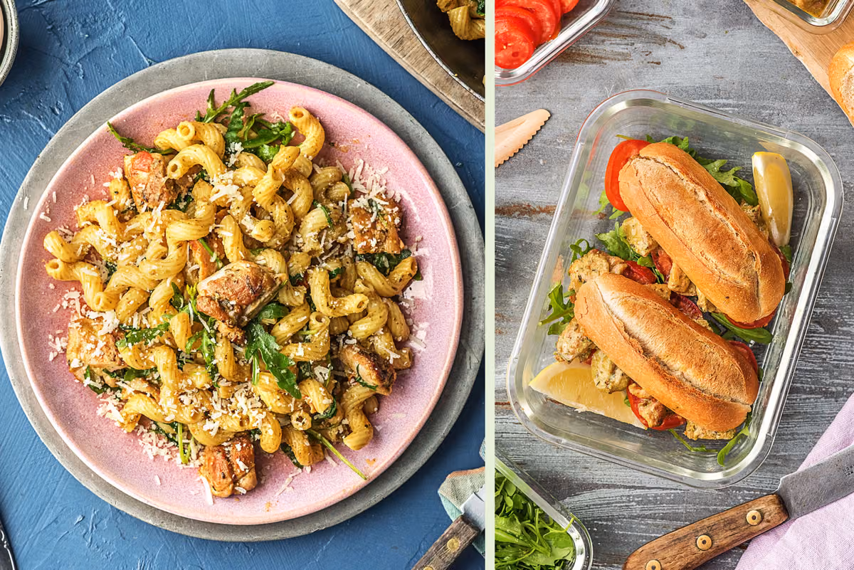 Chicken Thigh and Pesto Pasta Dinner