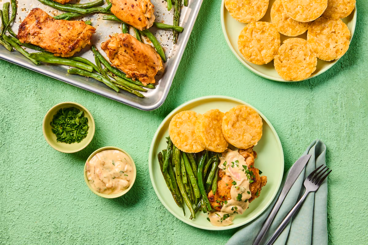 Creamy Dijon Roasted Chicken Thighs