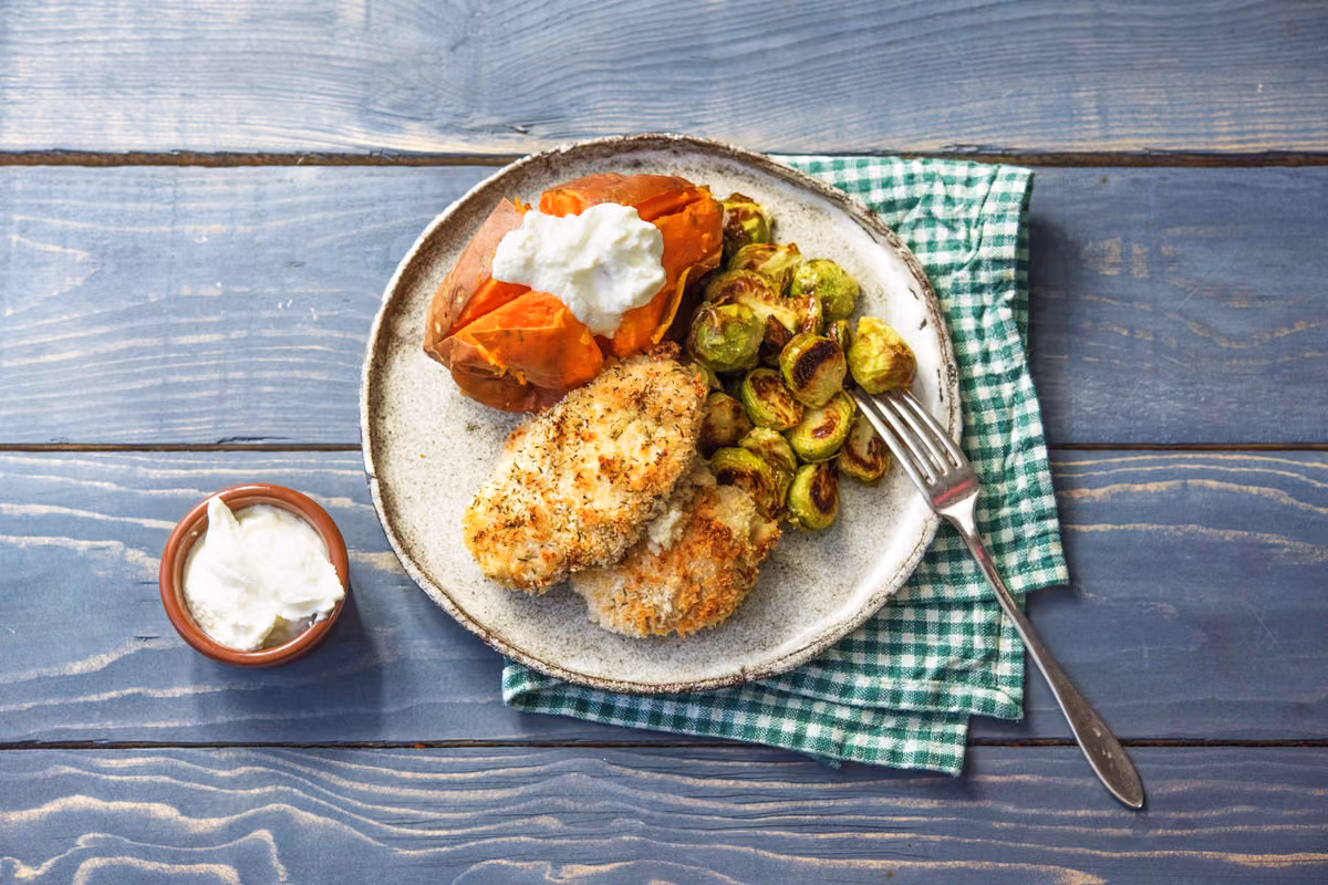 Mustard-Breaded Chicken Thighs