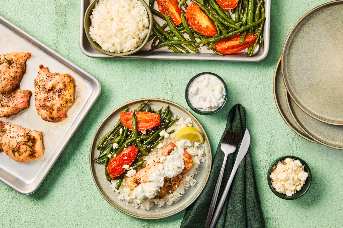 Family-Style Dilly Chicken Thighs & Rice