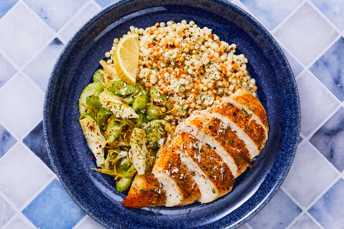 Lemon Herb Chicken & Artichoke-Celery Salad
