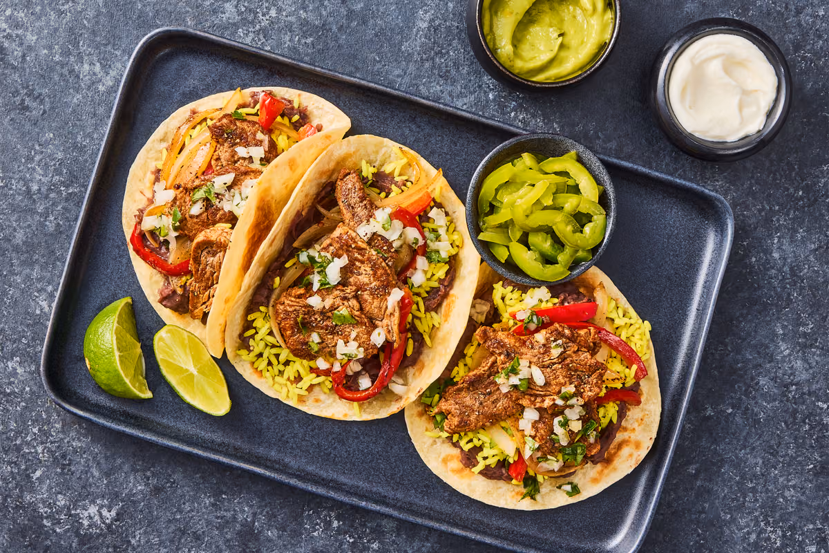 Bavette Steak Fajitas with Guacamole