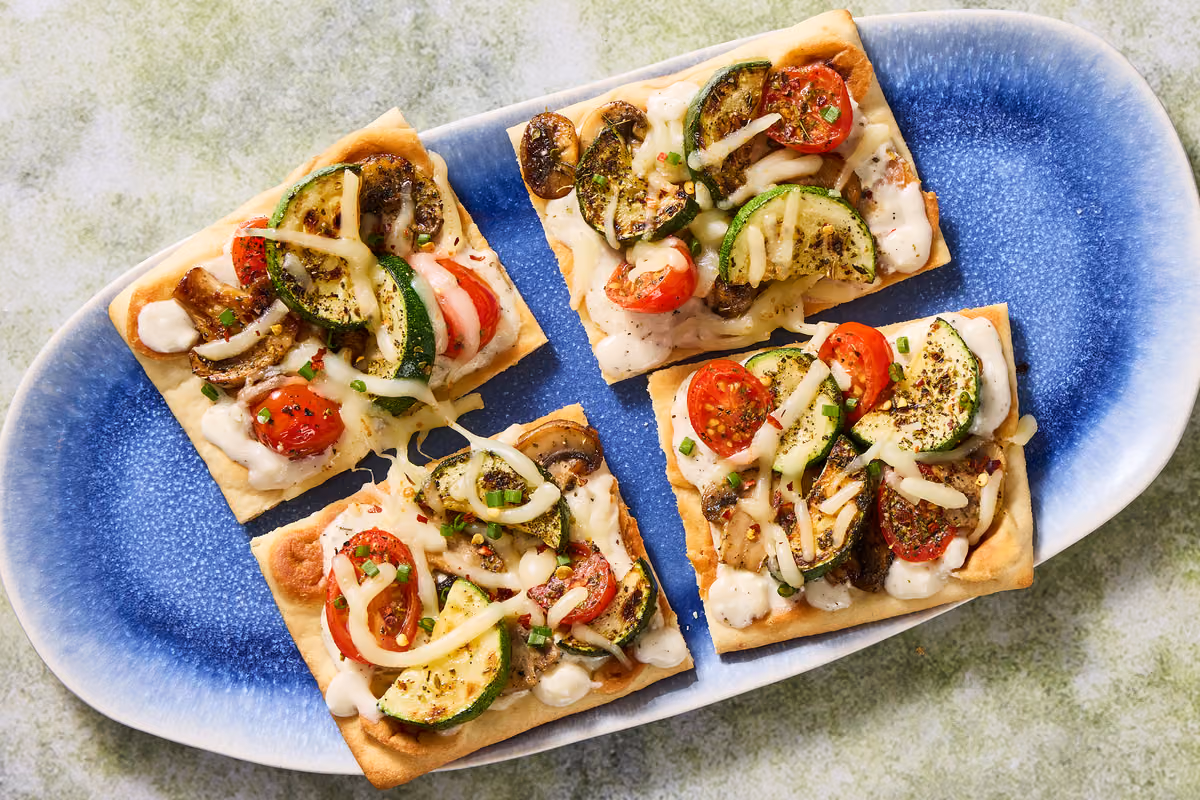 Bacon, Mushroom & Zucchini Flatbreads