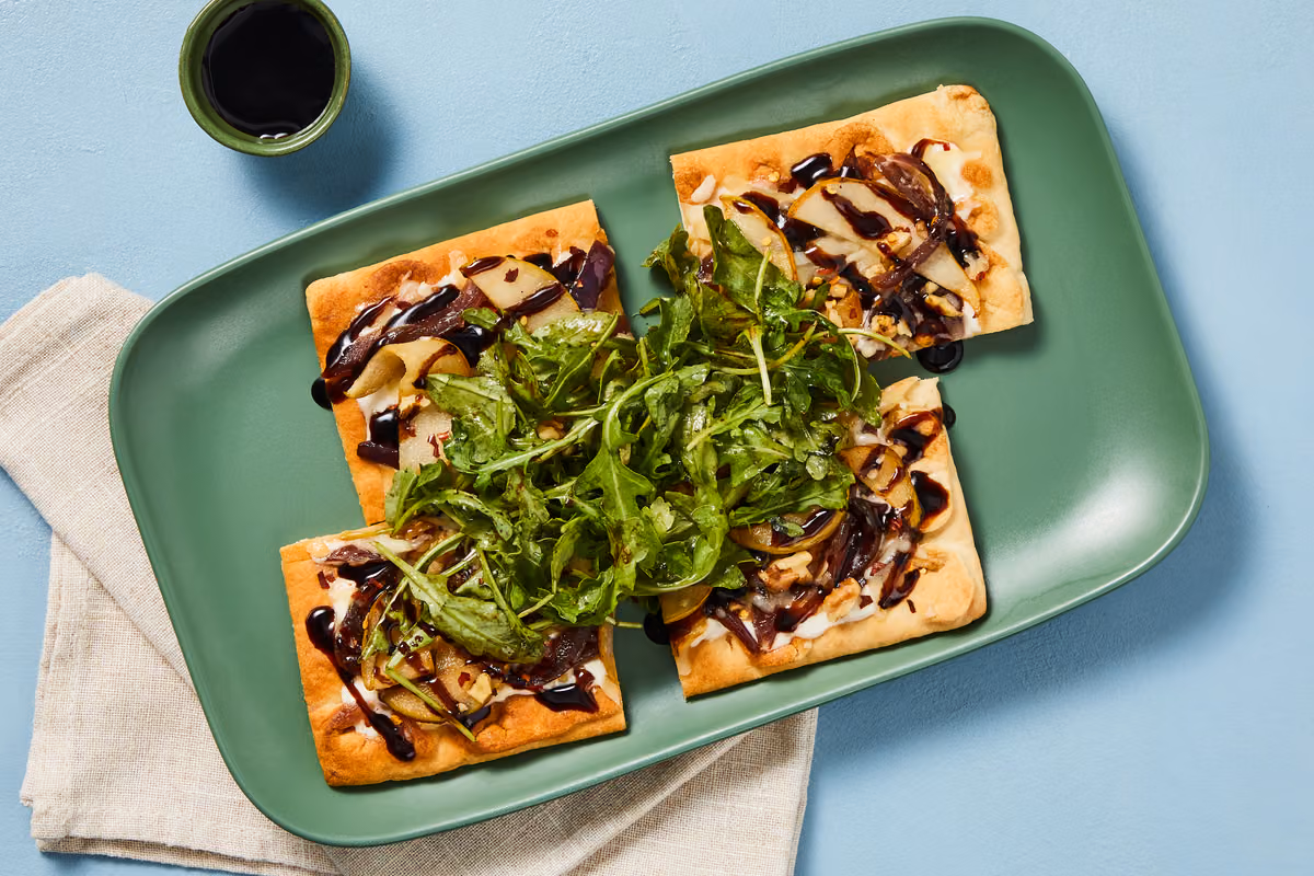 Roasted Pear & Jammy Onion Flatbreads
