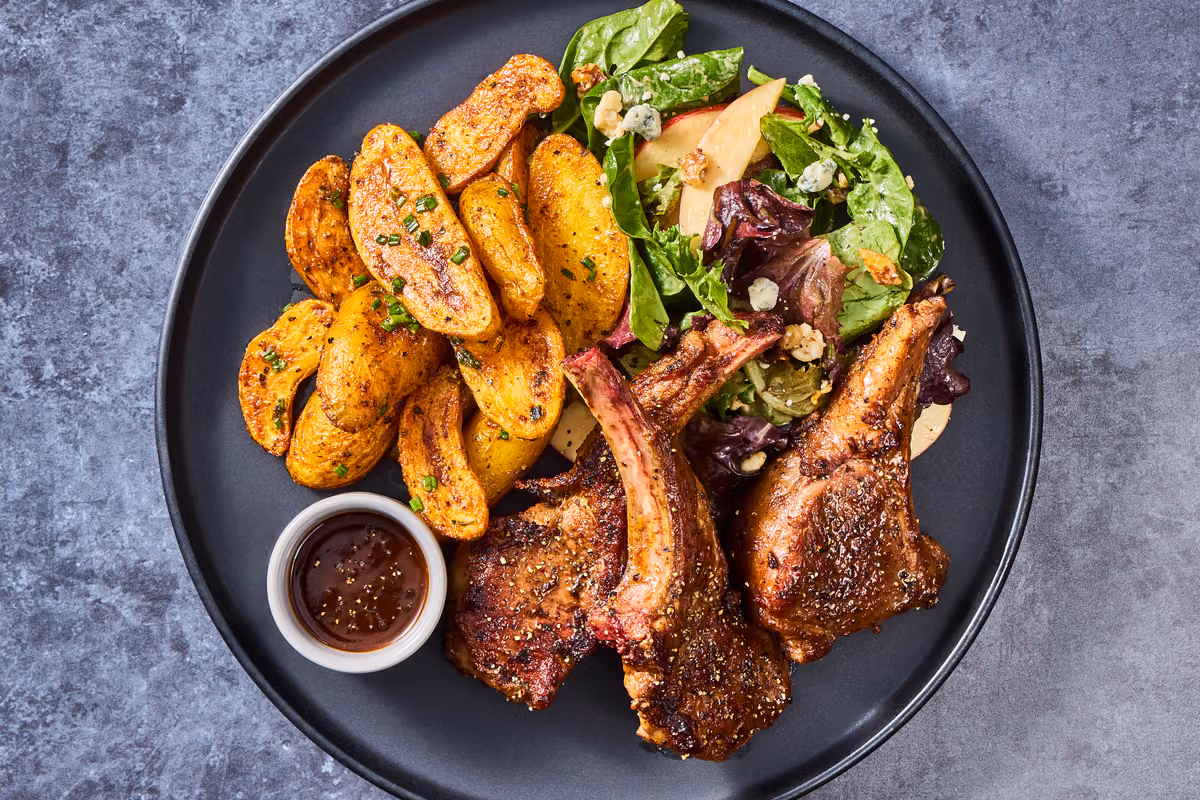 Lamb Chops au Poivre & Garlic Herb Potatoes