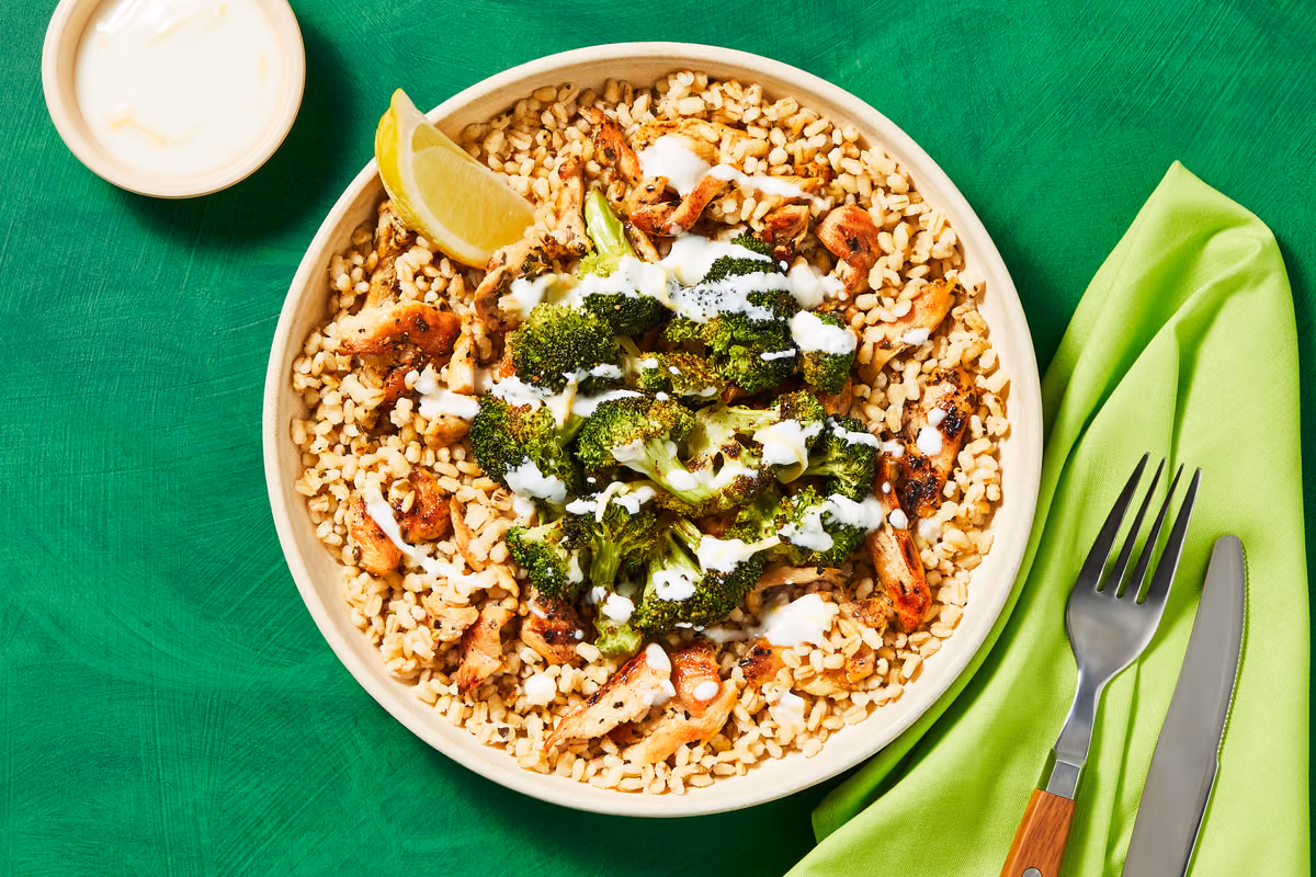 Mediterranean Chicken Barley Bowls