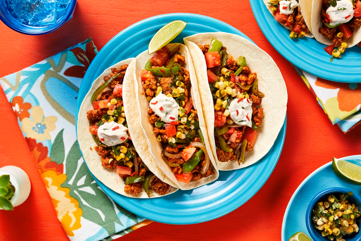 Pork and Charred Corn Chimichurri Tacos