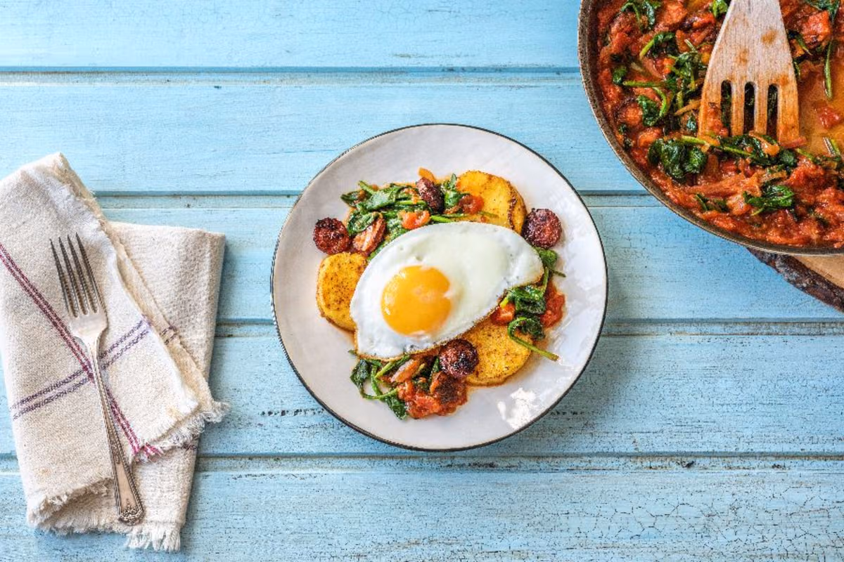 Breakfast Chorizo Egg Polenta Pancakes