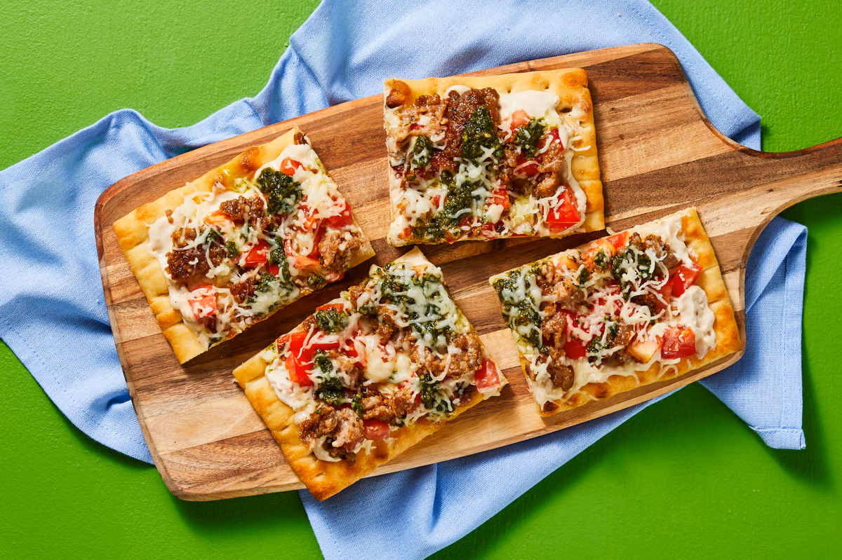 Pork Sausage Pesto Flatbreads