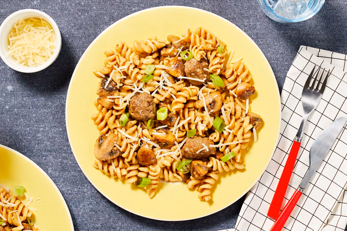 Fusilli with Beef Meatballs