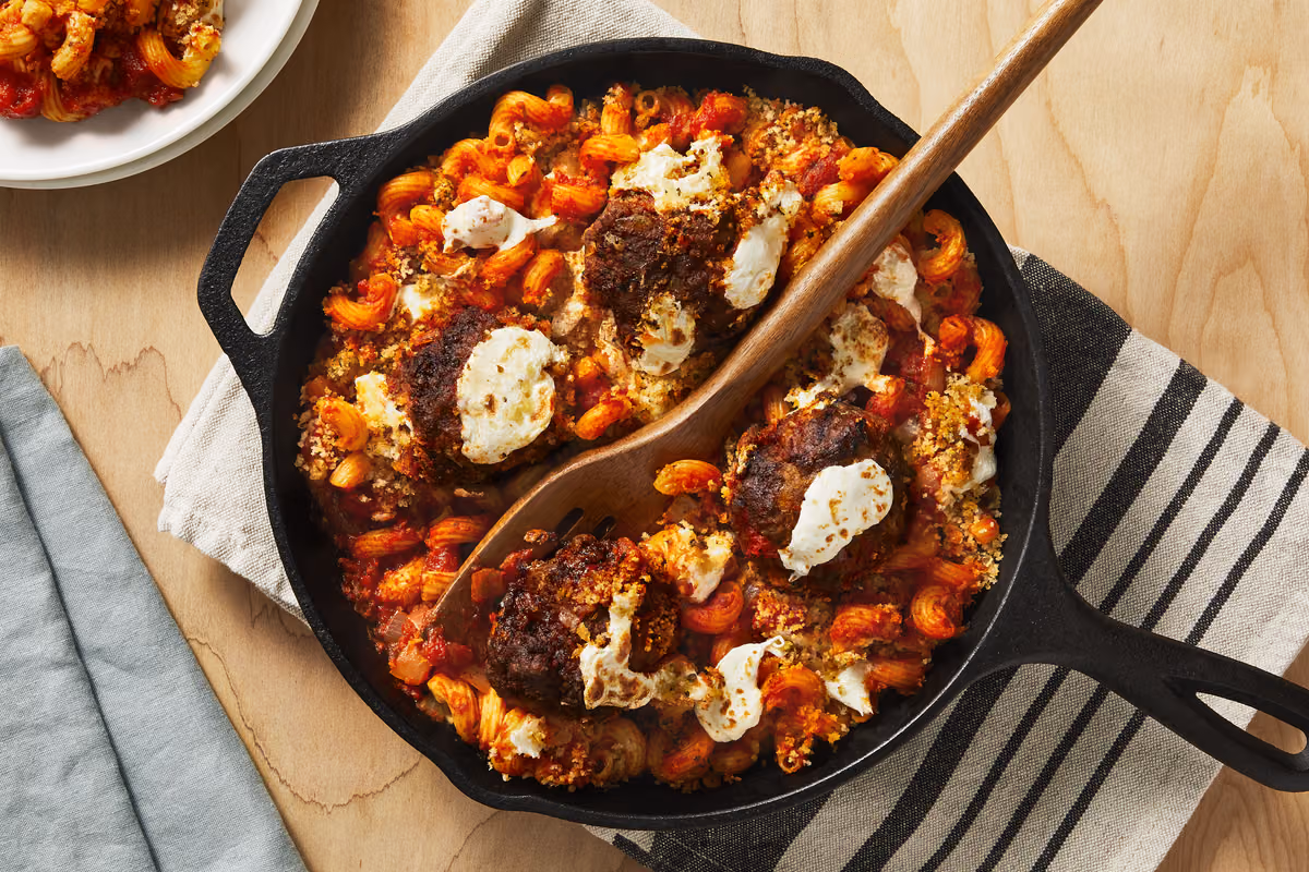 Mozzarella-Stuffed Meatball Bake