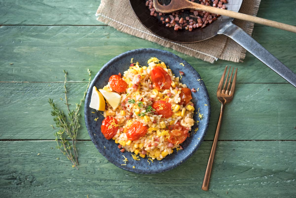 Oven-Baked Corn and Tomato Risotto