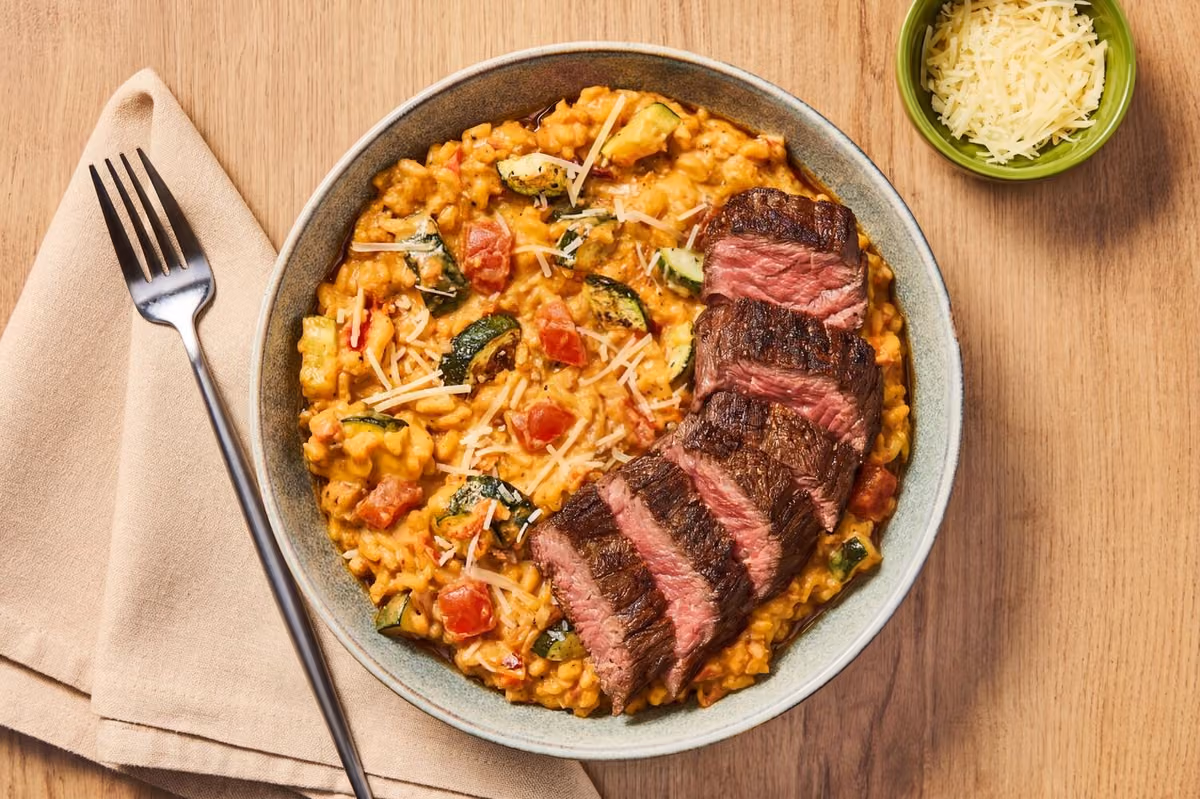 Sun-Dried Tomato Risotto with Steak